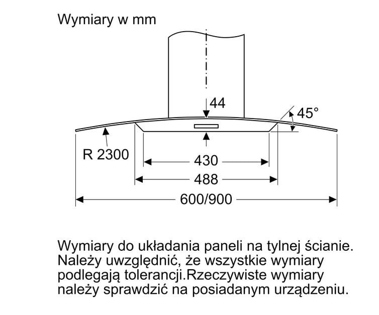 02-16 OKAP NAŚCIENNY 60CM CZYSTE SZKŁO DWA66DM50
