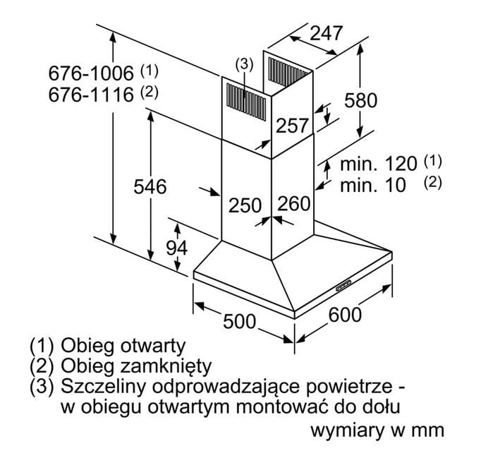 02-17 OKAP NAŚCIENNY 60CM STAL NIERDZEWNA DWQ66DM50