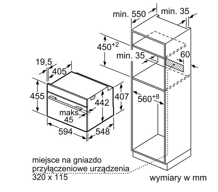 02-7 PIEKARNIK DO ZABUDOWY KOMPAKTOWY Z PAROWAREM STALOWY CSG656BS2