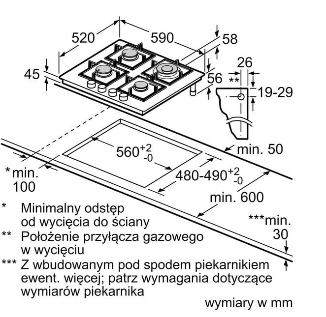 02-18 PŁYTA GAZOWA 60CM CZARNA PPH6A6B20