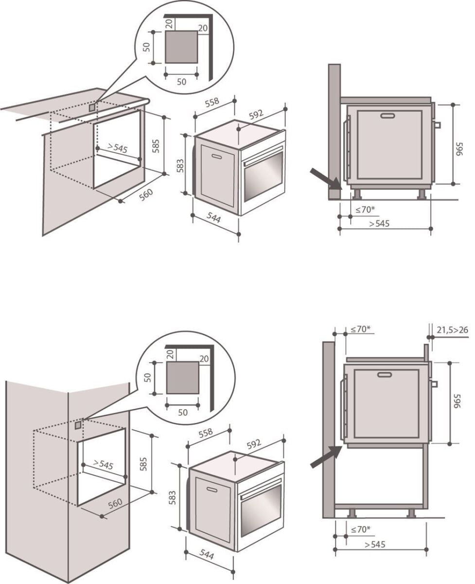 dedietrich-DOS7585A-rys-tech Piekarnik do zabudowy DOS7585A multifunkcyjny z parą De Dietrich