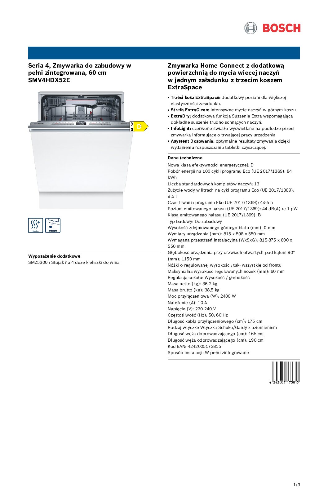 SMV4HDX52E-pdf-5 Zmywarka do zabudowy 60cm SMV4HDX52E Bosch
