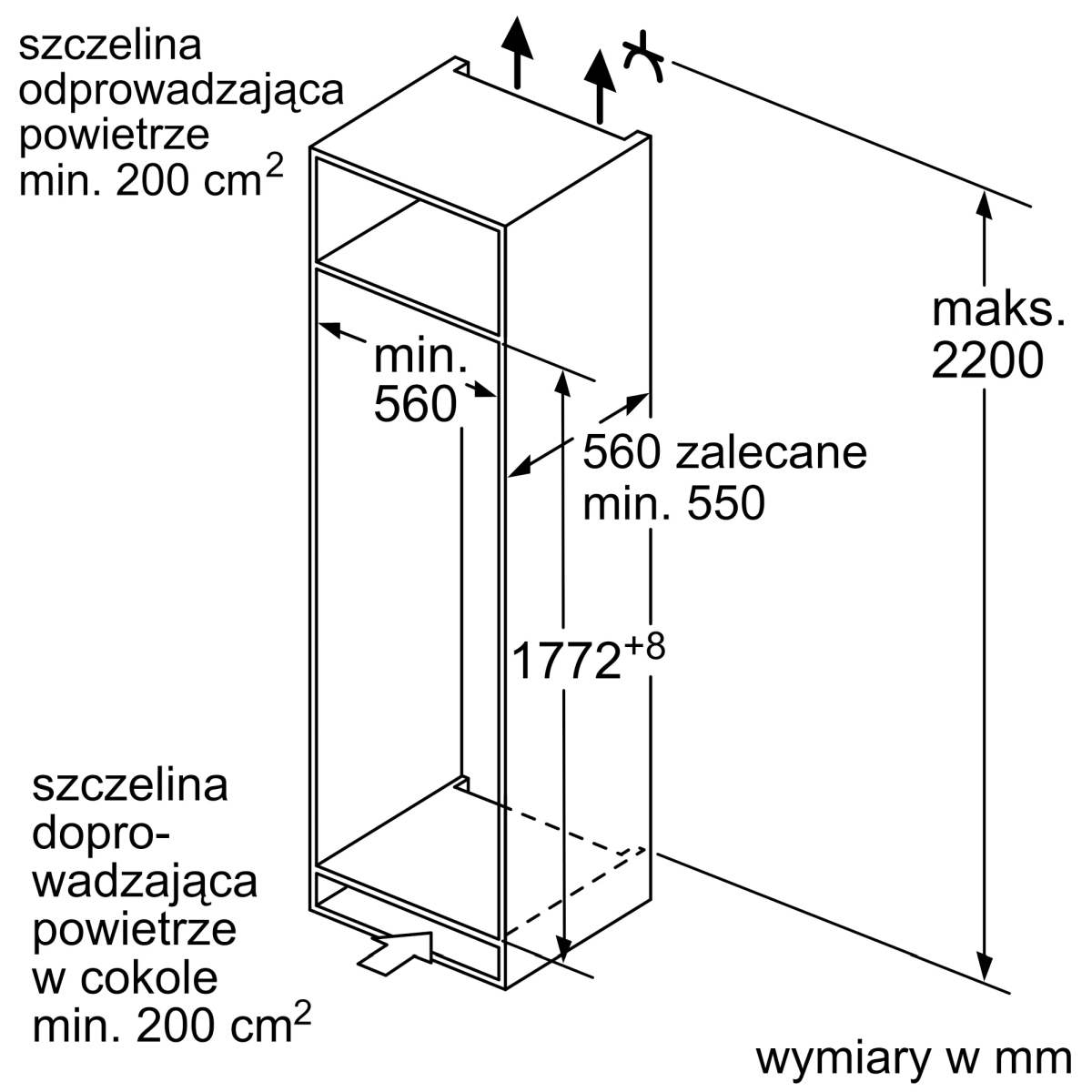 Serie-4-Chlodziarka-do-zabudowy-1775-x-56-cm-Zawias-plaski-KIL82VFE0-5 Chłodziarka do zabudowy Bosch KIL82VFE0 177.5 x 56 cm Zawias płaski Serie 4