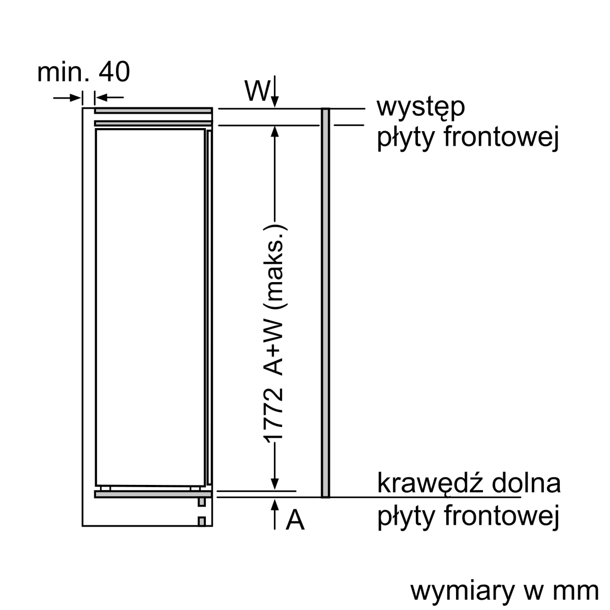 Serie-4-Chlodziarka-do-zabudowy-1775-x-56-cm-Zawias-plaski-KIL82VFE0-7 Chłodziarka do zabudowy Bosch KIL82VFE0 177.5 x 56 cm Zawias płaski Serie 4